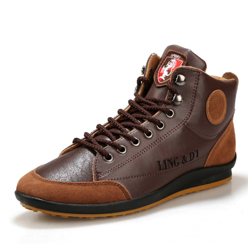 Patchwork Leather Lace Up Ankle Boots-men-wanahavit-coffee-6.5-wanahavit