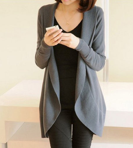 Winter Crochet Long Sleeve Cardigan-women-wanahavit-Gray-S-wanahavit