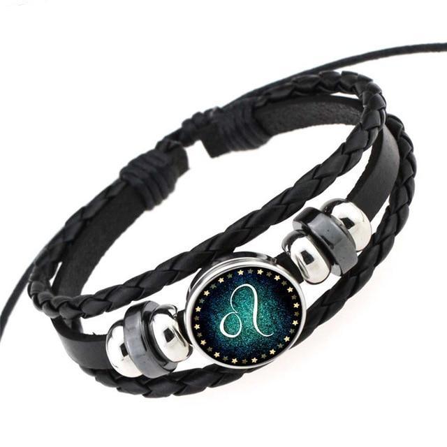 Zodiac Signs Braided Leather Bracelet-unisex-wanahavit-LEO-wanahavit