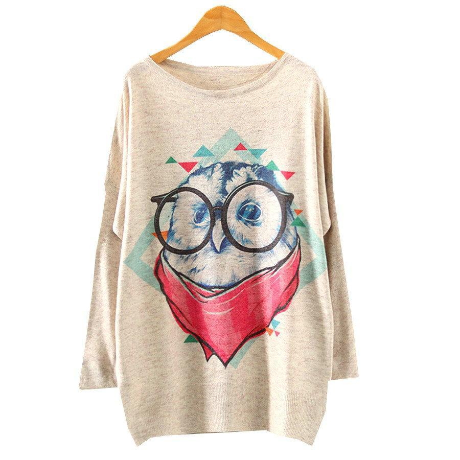 Printed Knitted Winter Long Sleeve Series 2-women-wanahavit-Santa Owl-One Size-wanahavit