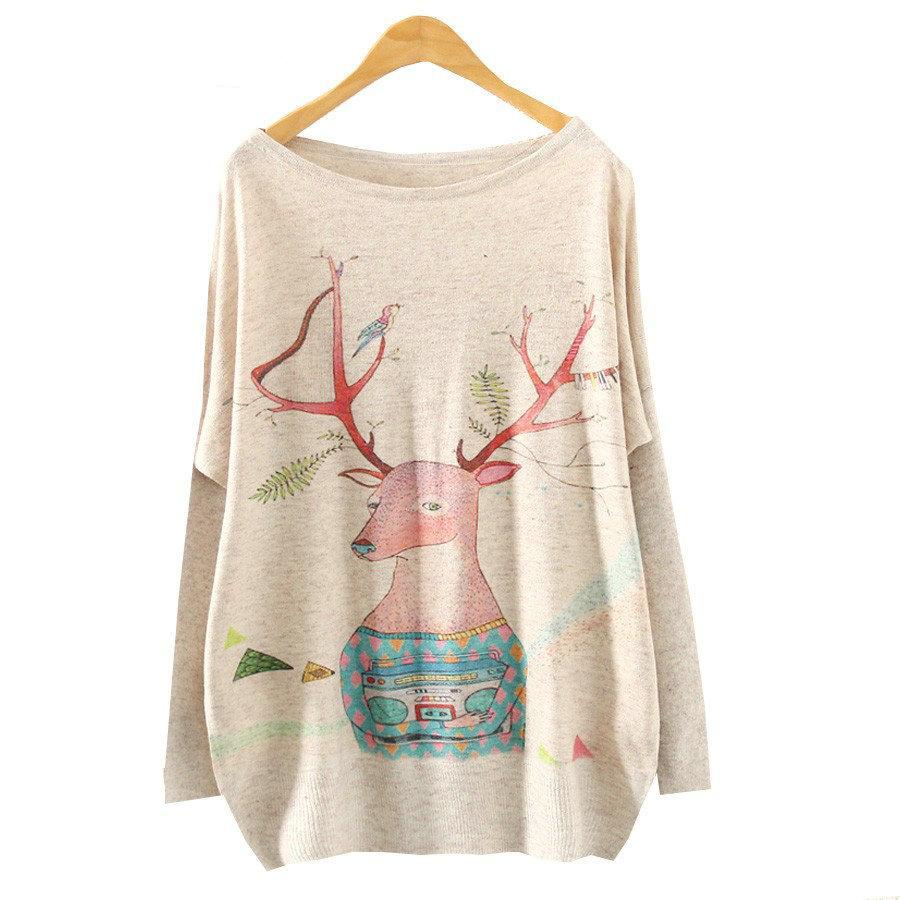 Printed Knitted Winter Long Sleeve Series 2-women-wanahavit-Reindeer-One Size-wanahavit