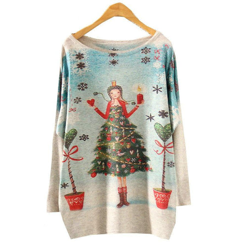 Load image into Gallery viewer, Printed Knitted Winter Long Sleeve Series 2-women-wanahavit-Christmas Girl-One Size-wanahavit
