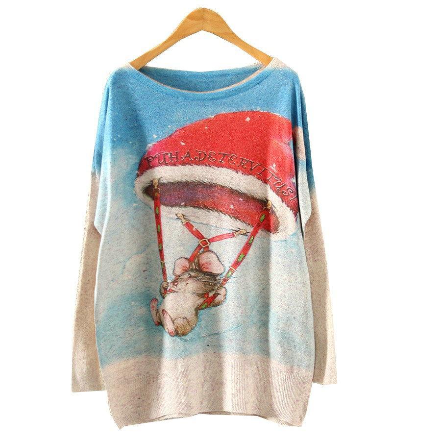 Printed Knitted Winter Long Sleeve Series 2-women-wanahavit-Santa Mouse-One Size-wanahavit