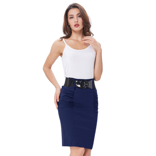 Load image into Gallery viewer, Sexy Pencil Office High Waist Skirt With Belt-women-wanahavit-Dark Blue-S-wanahavit
