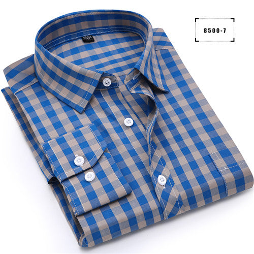 High Quality Soft Plaid Long Sleeve Shirt #850XX-men-wanahavit-85007-S-wanahavit