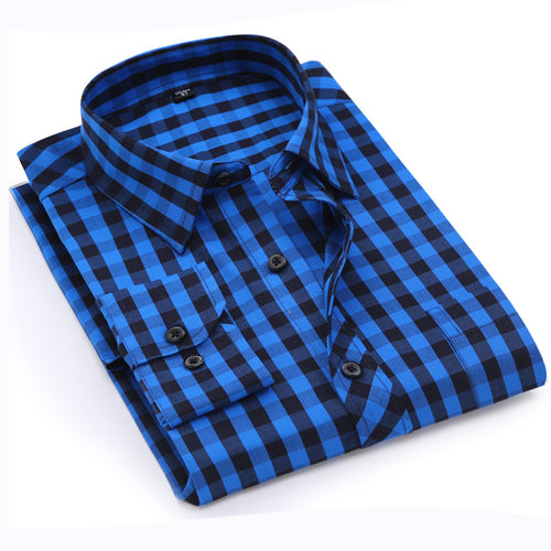Load image into Gallery viewer, High Quality Soft Plaid Long Sleeve Shirt #850XX-men-wanahavit-85006-S-wanahavit
