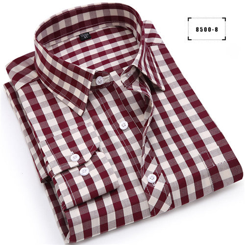 High Quality Soft Plaid Long Sleeve Shirt #850XX-men-wanahavit-85008-S-wanahavit