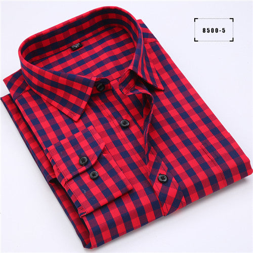 High Quality Soft Plaid Long Sleeve Shirt #850XX-men-wanahavit-85005-S-wanahavit
