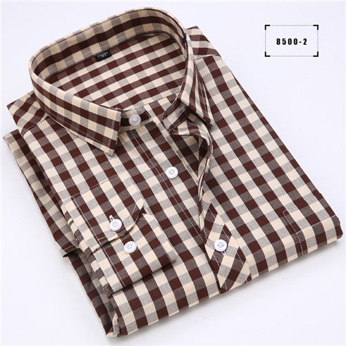 High Quality Soft Plaid Long Sleeve Shirt #850XX-men-wanahavit-85002-S-wanahavit