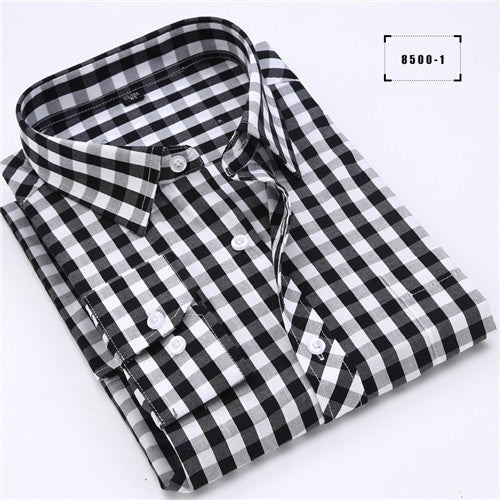 High Quality Soft Plaid Long Sleeve Shirt #850XX-men-wanahavit-85001-S-wanahavit