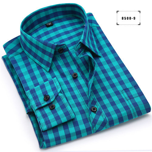 High Quality Soft Plaid Long Sleeve Shirt #850XX-men-wanahavit-85009-S-wanahavit