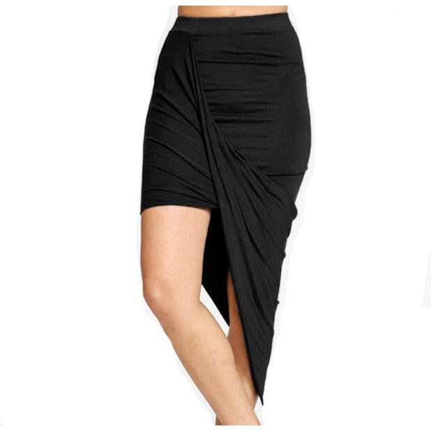 Sexy Wrap Banded Waist Draped Asymmetrical Skirt-women-wanahavit-Black-XS-wanahavit