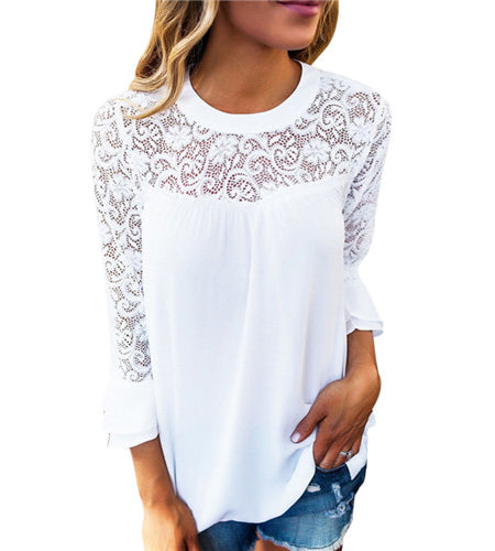 Elegant Hollow Out Lace Blouse-women-wanahavit-White-S-wanahavit