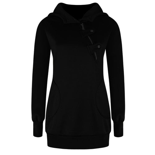 Load image into Gallery viewer, Oblique Zippered Winter PulloverHoodies-women-wanahavit-Black-L-wanahavit
