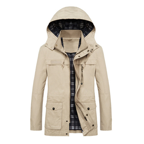 Fashionable Thick Cotton Casual Hooded Jacket-unisex-wanahavit-Khaki-XXL-wanahavit