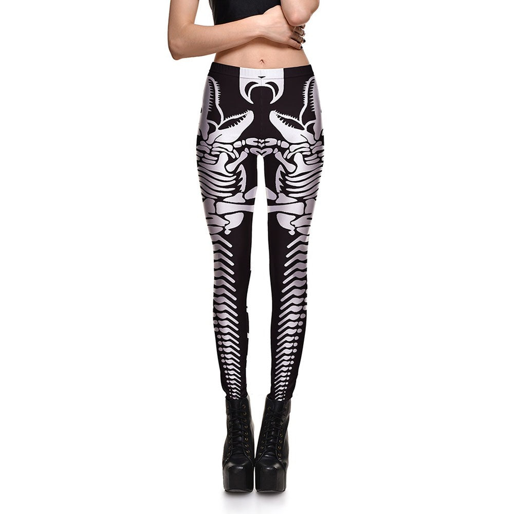 Gothic Skeleton Print Leggings-women fitness-wanahavit-Black-S-wanahavit