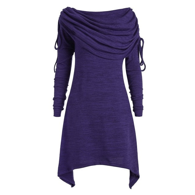 Gothic Casual Asymmetric Pleated Short Dress-women-wanahavit-Purple-XL-wanahavit