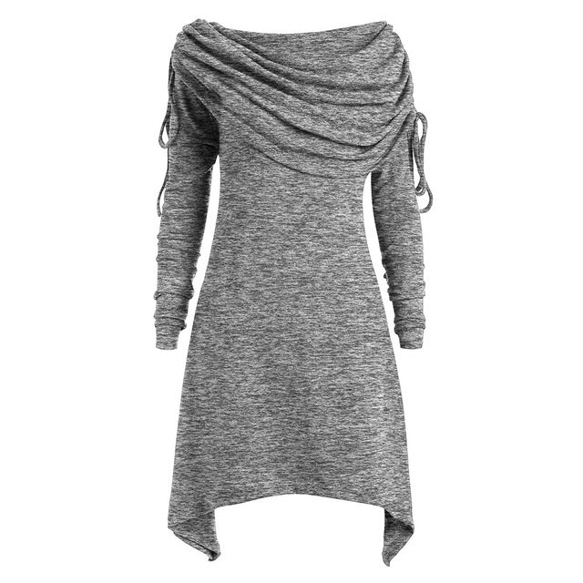 Gothic Casual Asymmetric Pleated Short Dress-women-wanahavit-Gray-XL-wanahavit