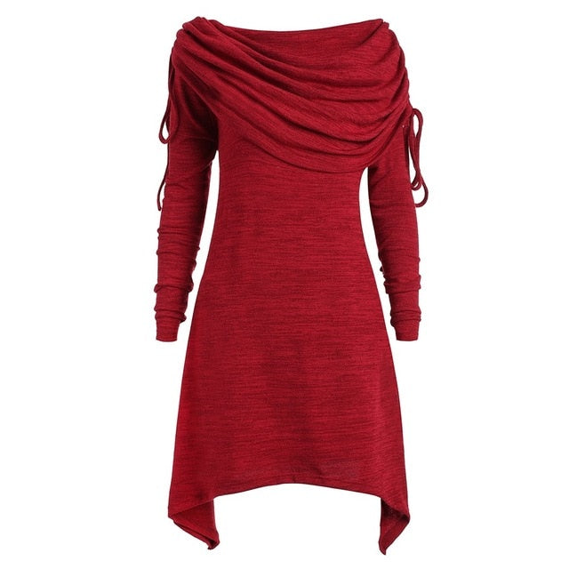 Gothic Casual Asymmetric Pleated Short Dress-women-wanahavit-Red-XL-wanahavit