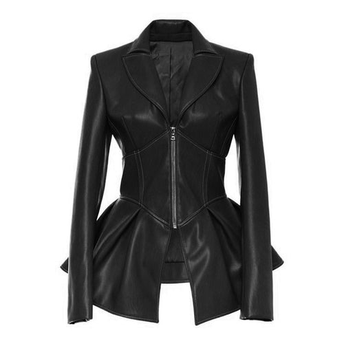 Load image into Gallery viewer, Gothic Biker Faux Leather PU Jacket-women-wanahavit-BLACK-L-wanahavit
