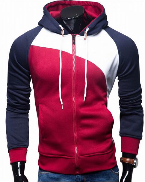 Three Color Accent Hooded Zippered Jacket-men-wanahavit-Red-M-wanahavit