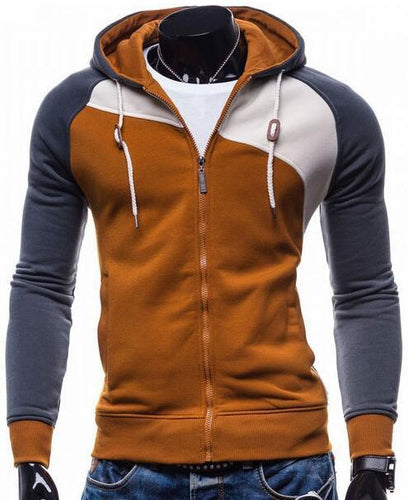 Load image into Gallery viewer, Three Color Accent Hooded Zippered Jacket-men-wanahavit-Brown-M-wanahavit
