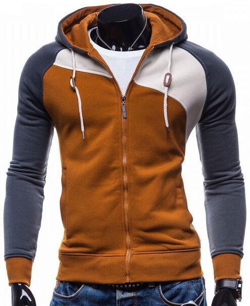 Three Color Accent Hooded Zippered Jacket-men-wanahavit-Brown-M-wanahavit
