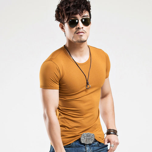 Load image into Gallery viewer, Slim Fit Cotton Solid Color Tees-men fashion &amp; fitness-wanahavit-O Brown-S-wanahavit
