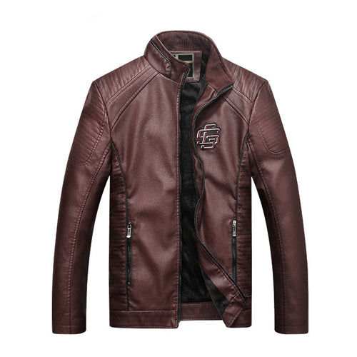 Casual Solid Fashion Leather Bomber Jacket-unisex-wanahavit-Brown-XXL-wanahavit