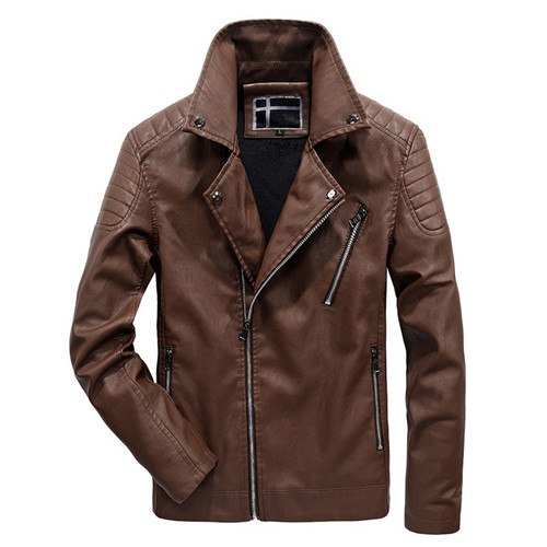 Load image into Gallery viewer, Biker Warm Bomber Leather Jacket Male-unisex-wanahavit-Brown-L-wanahavit
