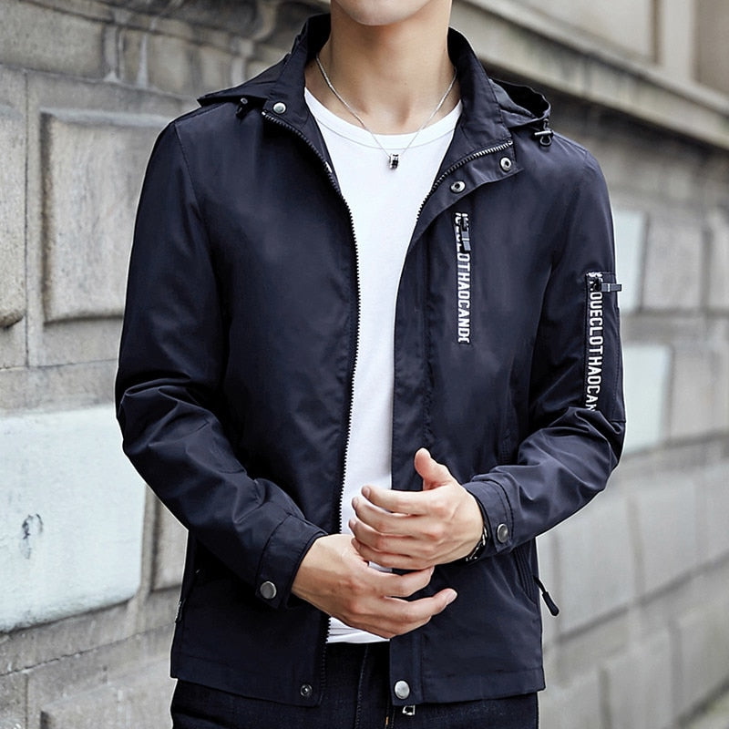Mandarin Collar Hooded Slim Fit Jacket-unisex-wanahavit-Blue-S-wanahavit