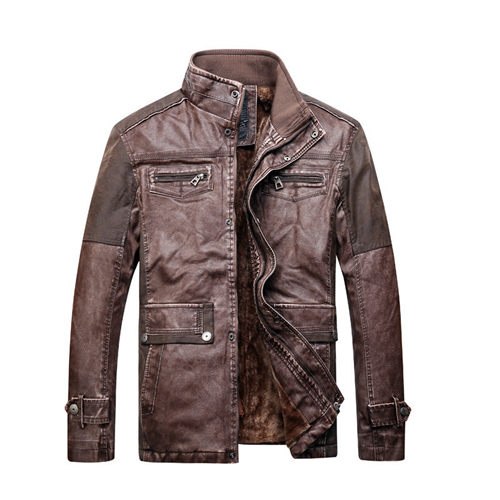 Load image into Gallery viewer, Biker Patchwork Warm Leather Jacket-unisex-wanahavit-Brown-XXL-wanahavit
