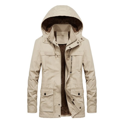 Elegant Cotton Thick Solid Hooded Jacket-unisex-wanahavit-Khaki-XXL-wanahavit