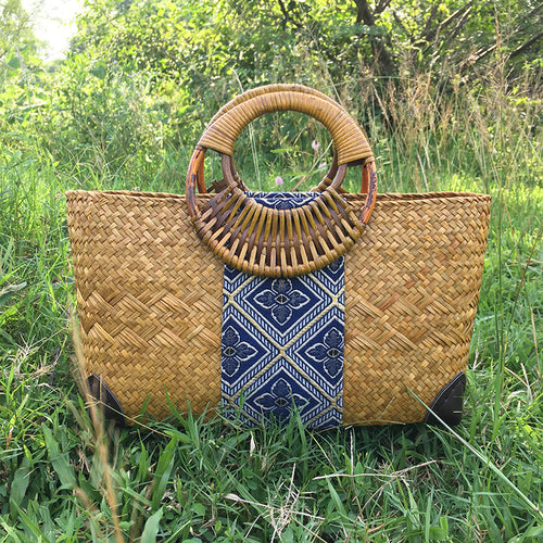 Load image into Gallery viewer, Ethnic Natural Bali Rattan Woven Tote Bag-women-wanahavit-yellow-32cm by 23cm by 11cm-wanahavit
