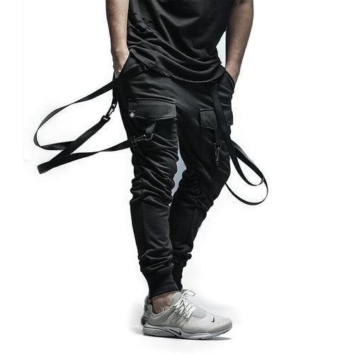 Load image into Gallery viewer, Hip Hop Belted Streetwear Jogger Pants-men-wanahavit-Black-M-wanahavit
