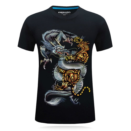 Load image into Gallery viewer, Leopard &amp; Eagle Printed Cotton Slim Fit Tees-men-wanahavit-Black Dragon-4XL-wanahavit
