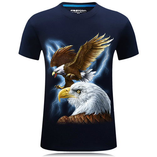 Load image into Gallery viewer, Leopard &amp; Eagle Printed Cotton Slim Fit Tees-men-wanahavit-Navy Eagle-M-wanahavit
