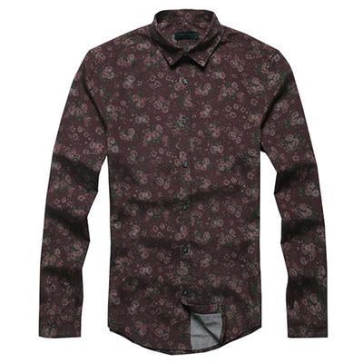 Floral Print Casual Cotton Long Sleeve Shirt #S2124-men-wanahavit-S2126 red-S-wanahavit