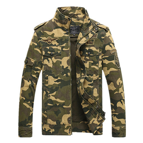 Military Zipper Camouflage Printed Cotton Jacket for unisex - wanahavit