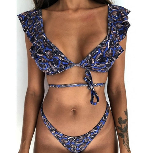 Load image into Gallery viewer, Sexy Ruffle Shoulder Strap Bikini-women fitness-wanahavit-PR18131B1-S-wanahavit
