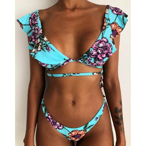 Load image into Gallery viewer, Sexy Ruffle Shoulder Strap Bikini-women fitness-wanahavit-PR18131B2-S-wanahavit
