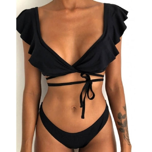 Load image into Gallery viewer, Sexy Ruffle Shoulder Strap Bikini-women fitness-wanahavit-PR18131D1-S-wanahavit
