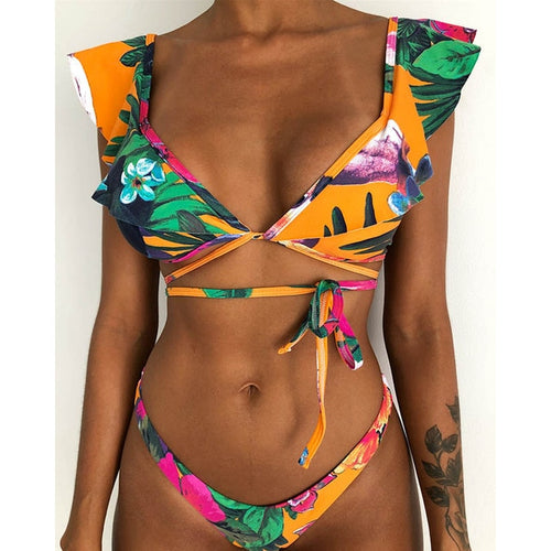 Load image into Gallery viewer, Sexy Ruffle Shoulder Strap Bikini-women fitness-wanahavit-PR18131G1-S-wanahavit
