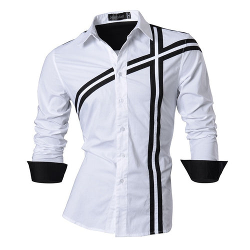 Load image into Gallery viewer, Two Color Accent Casual Slim Fit Modern Long Sleeve Shirt-men-wanahavit-Z006 White-L-wanahavit
