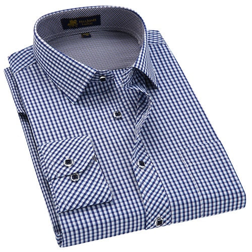 High Quality Plaid Long Sleeve Shirt #560XX-men-wanahavit-5608-S-wanahavit