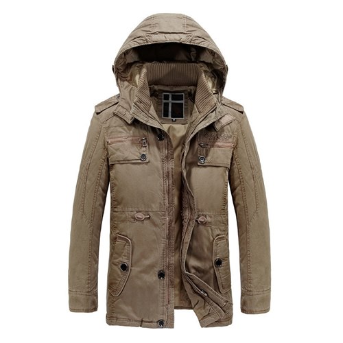 Load image into Gallery viewer, Cotton Winter Hooded Solid Warm Jacket-unisex-wanahavit-Khaki-XXL-wanahavit
