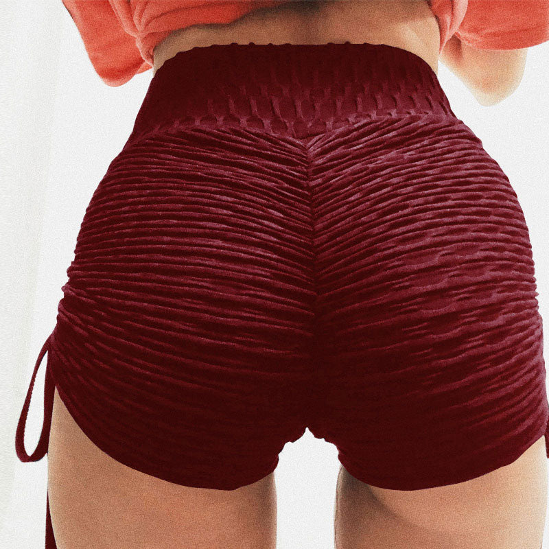 Laced Slit Solid Color Fitness Shorts-women fitness-wanahavit-Red-L-wanahavit