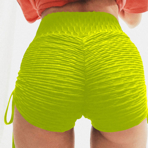 Load image into Gallery viewer, Laced Slit Solid Color Fitness Shorts-women fitness-wanahavit-Yellow-L-wanahavit
