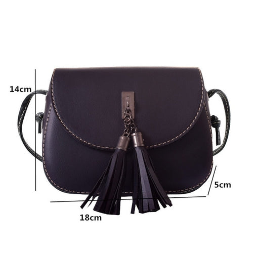 Load image into Gallery viewer, Tassel Mini Retro Flap Fashion Leather Messenger Shoulder Bag-women-wanahavit-black-Mini(Max Length&lt;20cm)-wanahavit
