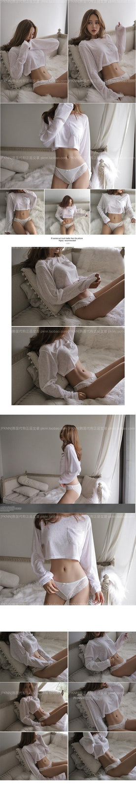 Spring Sexy Elastic Korean Style Skinny Slim Fit Long Sleeve Tops #2225